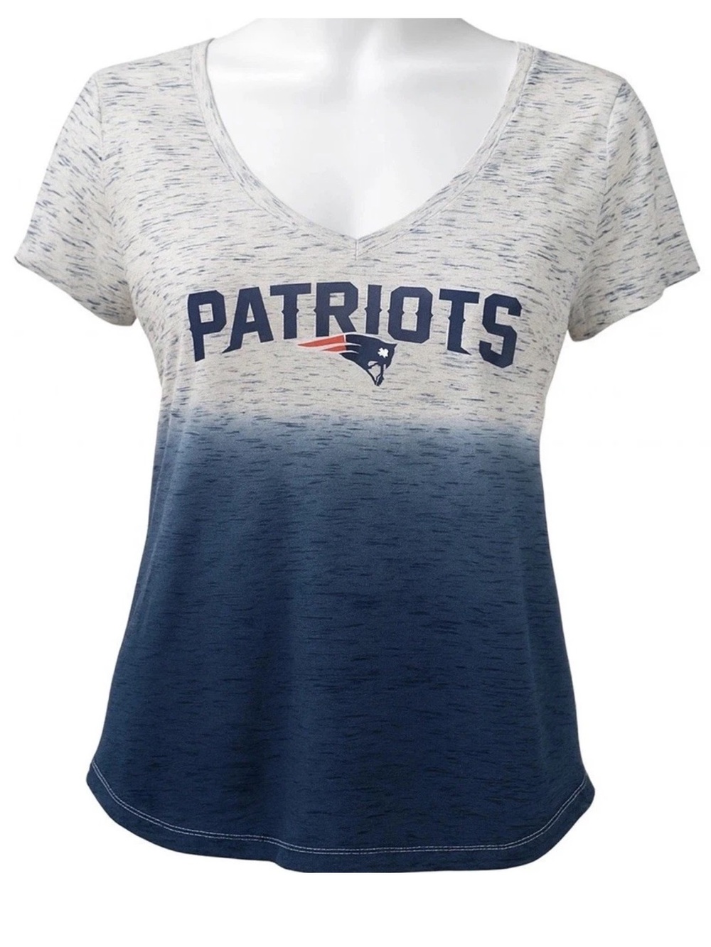 NFL Team Apparel New England Patriots Tee Shirt Top Women M Fitted V Neck New
